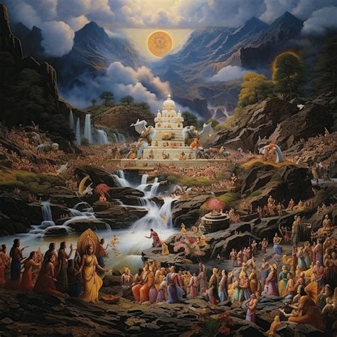 Premium AI Image | illustration of Govardhan Puja and worshiping mountain