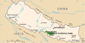 Map of Chitwan National Park, Sauraha - streets, jungle safari regions & more ...