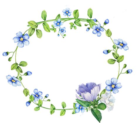 Blue Flowers Border Wreath PNG File HD Transparent HQ PNG Download | FreePNGImg