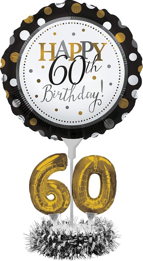 Happy 60th Birthday Balloon Centerpiece - Black and Australia | Ubuy