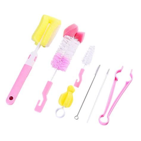 Baby Bottle Brushs, 7 in 1 Cleaning Brush Set for Cleaning Straws and Tubes, Nipples, Feeding ...