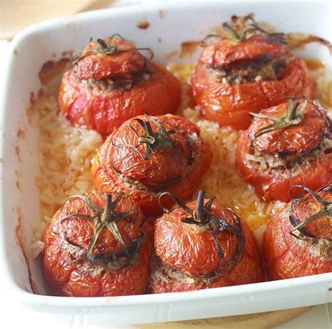 Tomates farcies et riz au four (farce à la viande hachée) | Recette ...