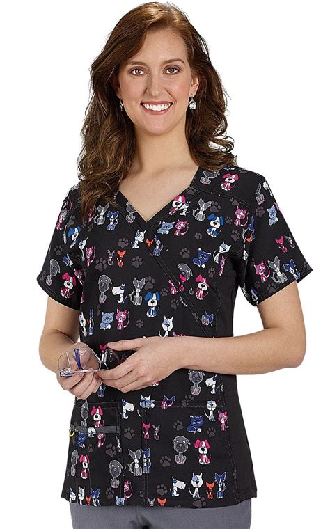 Pet print Scrubs | Animal Print Scrub Top | Veterinary Apparel | Tops ...