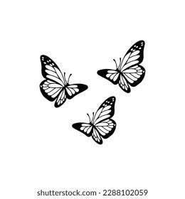 Vector Illustration Three Butterflies Stock Vector (Royalty Free ...