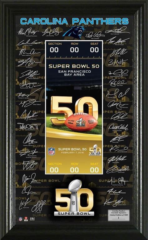 Carolina Panthers Super Bowl 50 Signature Ticket | Denver broncos super bowl, Denver broncos ...