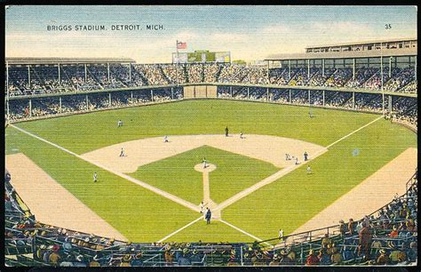 Lot Detail - Briggs Stadium, Detroit- Baseball Stadium Postcard- Linen ...