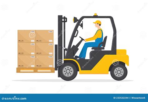 Forklift with Driver. Forklift Truck with Man of Driving. Fork Lift ...