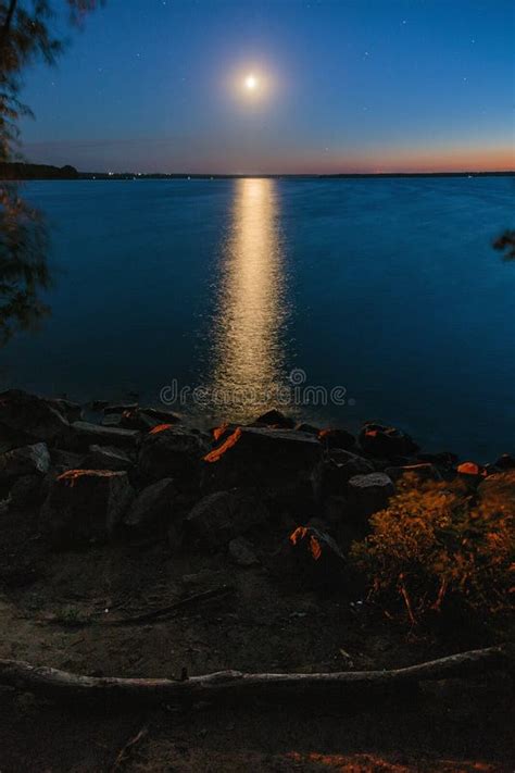 Moonlight on the river stock image. Image of exposure - 166504983