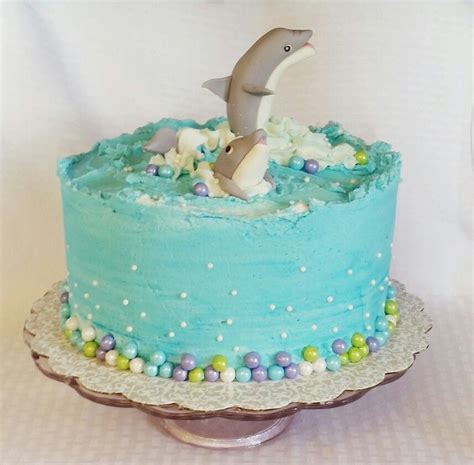 Dolphin cake. https://m.facebook.com/BakedBlissCrosby/ Dolphin Birthday Cakes, Dolphin Birthday ...