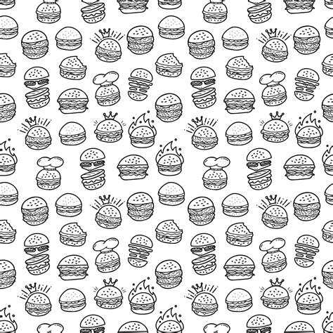 hand drawn doodle hamburger burger seamless pattern background 7710858 Vector Art at Vecteezy