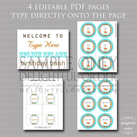 Splish Splash Party Package 14 PDF & 2 PNG Files - Etsy