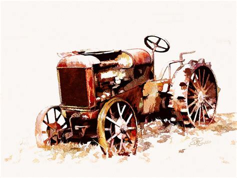 Rusty Tractor In The Snow by Suni Roveto | Tractor art, Tractors, Truck art