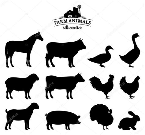 Vector Farm Animals Silhouettes Isolated on White ⬇ Vector Image by © Counterfeit | Vector Stock ...