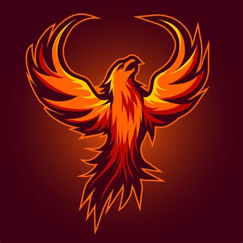 Red Phoenix esport mascot logo isolated on dark Red Background 15695785 ...