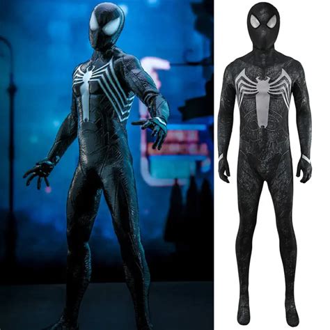 Spider-Man 2 Symbiote Black Suit Peter Parker Cosplay Costume Adults ...