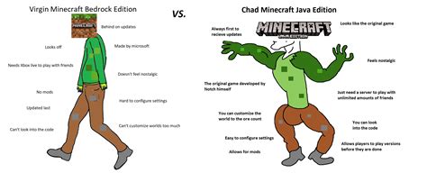 Virgin Minecraft Bedrock Edition Vs. Chad Minecraft Java Edition : r/virginvschad