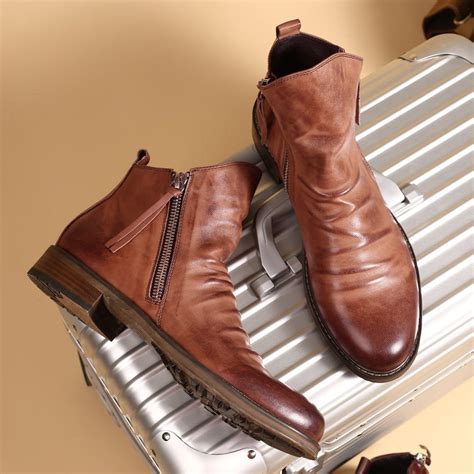 Cheap Original Leather Boots Men Autumn Shoes Male Leather Casual Boots Men Comfy Anti-Slip Lace ...