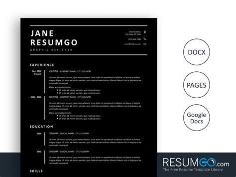 DIONA – Black Resume Template | ResumGO