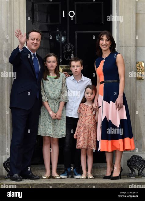 David Cameron with wife Samantha and children Nancy, 12, Elwen, 10, and Florence, 5, outside 10 ...