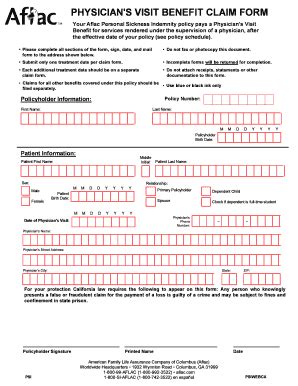 Aflac Physician Visit Claim Form - Fill and Sign Printable Template Online