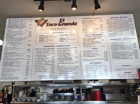 Menu at Taco Grande restaurant, Carpinteria