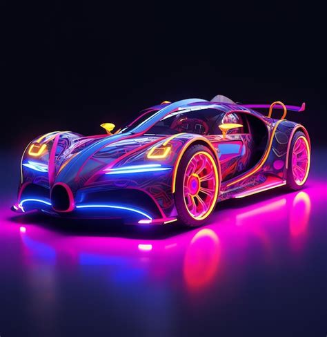 Premium Photo | A car with neon lights