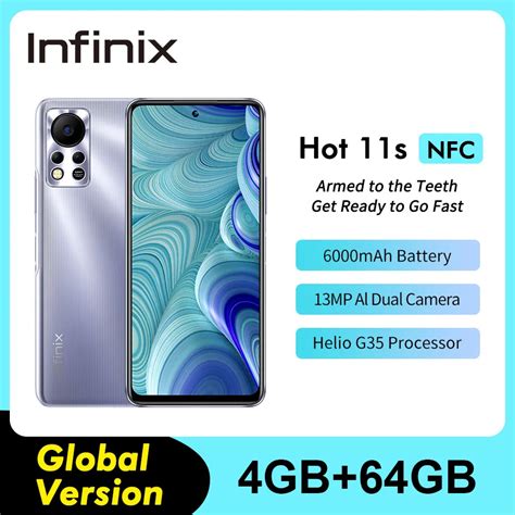 Global Version Infinix HOT 11S NFC 4GB 64GB 6.78" FHD Punching Display Smartphone Helio G88 50MP ...