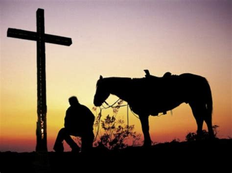 Sunset cowboy kneeling at cross | Horses, Cowboy art, Cowboy horse