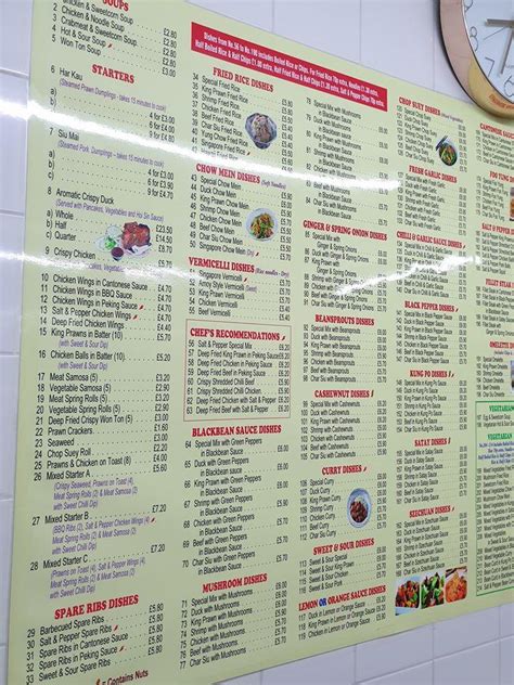 Menu at Lucky Panda restaurant, Manchester