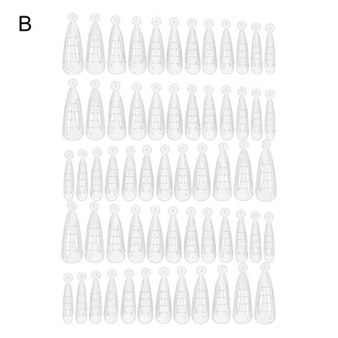 Grofry 60Pcs Artificial Nail Tips Graduated Extend Nails Clear Coffin Shape Quick Building Nail ...