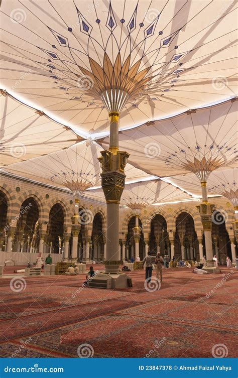 Interior of Masjid (mosque) Al Nabawi in Medina Editorial Stock Photo ...