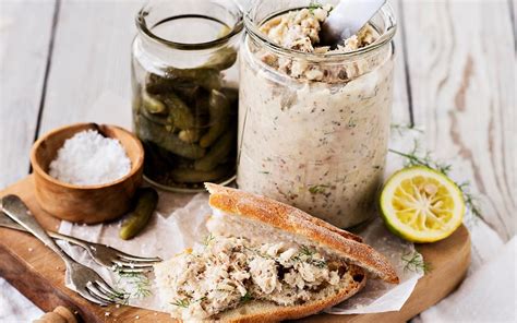 Potted kahawai with cornichons recipe - By FOOD TO LOVE, This smoked fish-based pâté is creamy ...