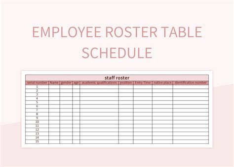 Work Roster Template Excel