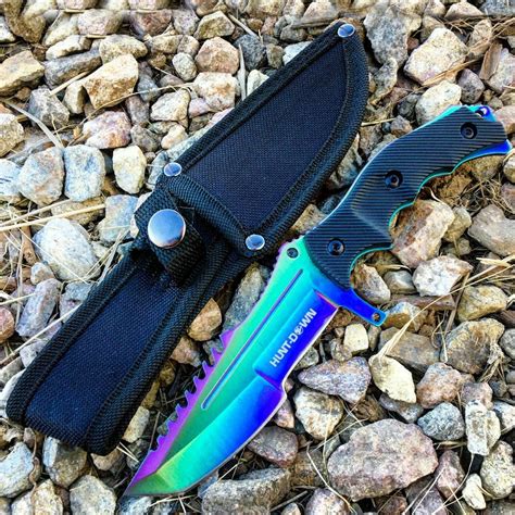 10" Survival Tactical Hunting Fixed Blade Rainbow Full Tang Bowie Knife W Sheath - Walmart.com