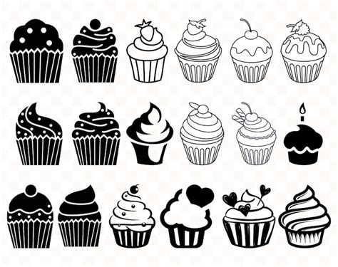 Cupcake svg Cupcake cut files Cupcake silhouette Cupcake svg | Etsy