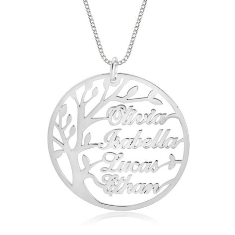 Personalized Family Tree Necklace with Names - Gold & Silver