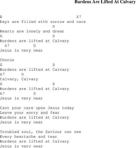 Gospel songs with chords - Burdens Are Lifted At Calvary - Christian ...