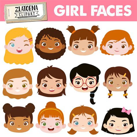 Cute Girl Faces Clipart Kids Faces Digital Clipart Cute Kids - Etsy