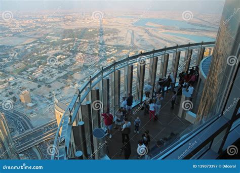 People on Observation Deck Inside Burj Khalifa Megatall Skyscraper in ...