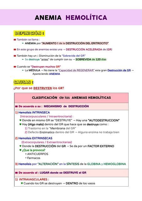 Anemia Hemolítica | Apuntes Med | uDocz