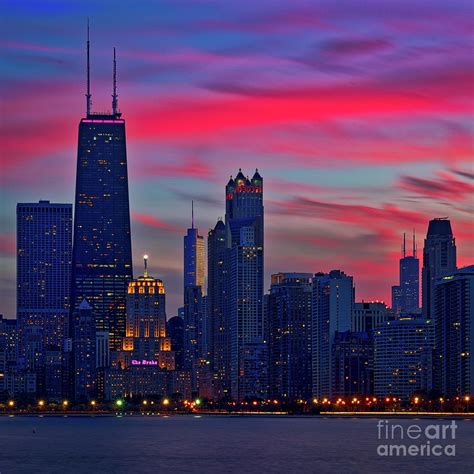 Chicago skyline landmarks at sunset Photograph by Izet Kapetanovic ...