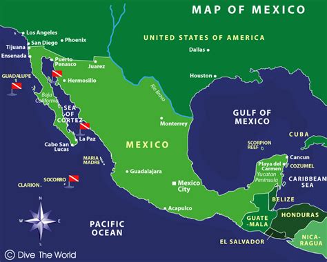 Map of Mexico: Socorro Islands, Guadalupe, Sea of Cortez | Mexico, Socorro islands, Best scuba ...