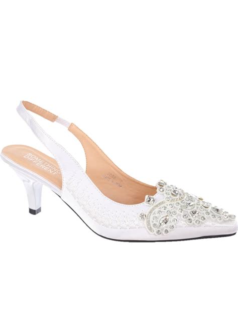 Women's Low Heel Closed Toe Slingback Pumps Rhinestone Comfortable ...