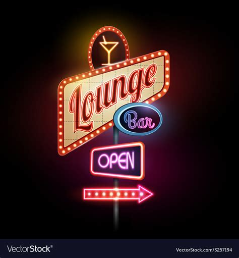 Neon sign lounge bar Royalty Free Vector Image