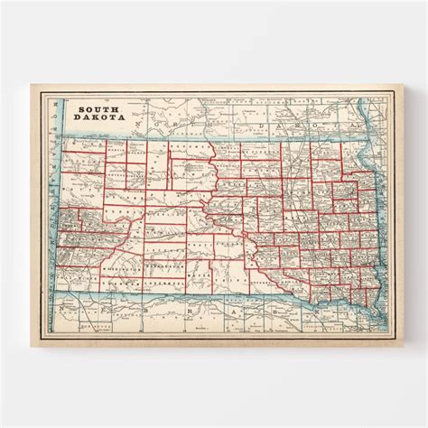 Vintage Map of South Dakota 1893 by Ted's Vintage Art