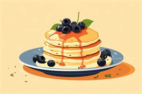 Pancake breakfast blueberry dessert fruit. | Free Photo Illustration - rawpixel