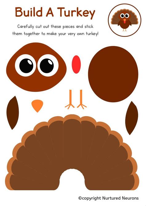 Cut and paste build a turkey craft printable templates – Artofit