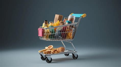 Premium AI Image | A shopping cart filled with various snacks