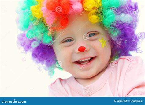 Baby in Clown Costume stock photo. Image of face, make - 32037220