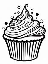 Cupcake With Frosting And Sprinkles Tasty Dessert Coloring Book Page In  sketch template